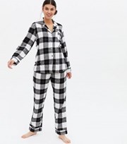 New Look Maternity Black Check Revere Shirt and Trouser Pyjama Set